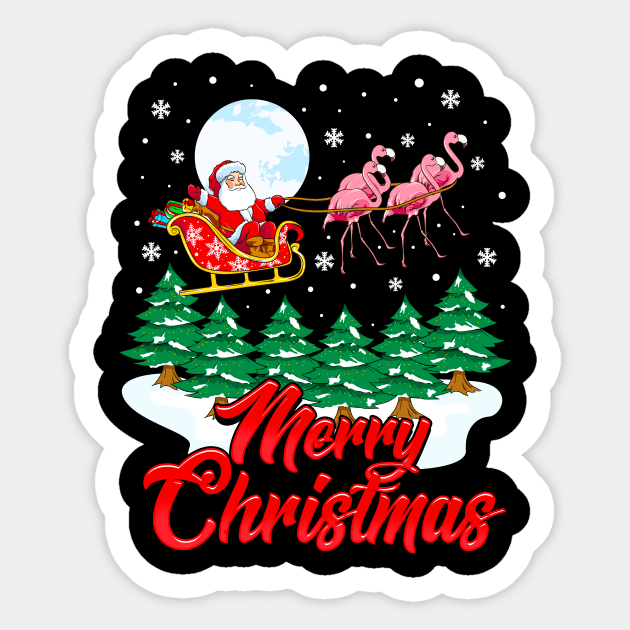 Funny Flamingo Santa Merry Christmas Gift Xmas Design Sticker by Dr_Squirrel